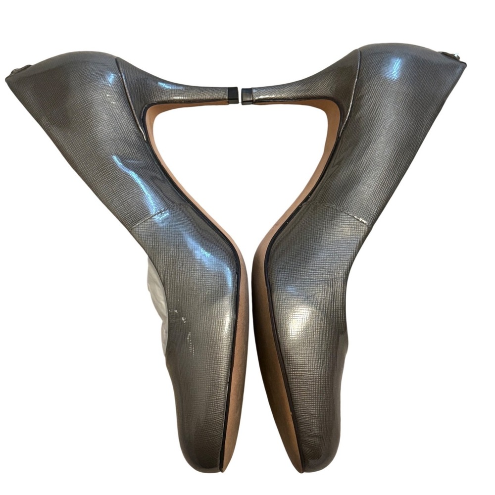 Antonio Melani‎ Grey Metallic Patent Leather Textured Heels Womens Size 7.5M